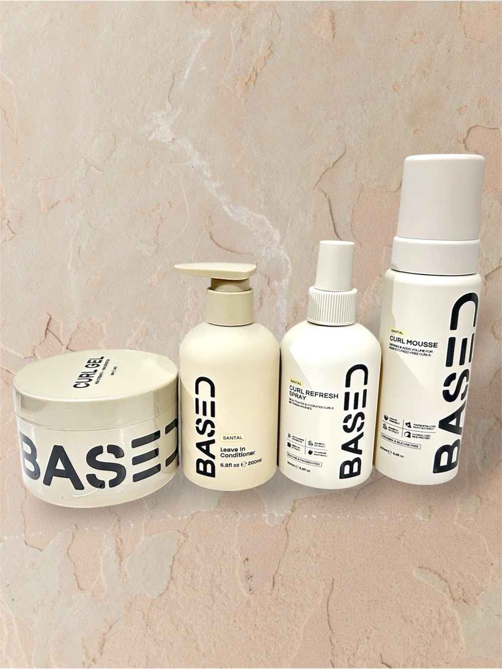 BASED BODYWORKS Curly Hair Essentials Set NEW Curl Gel Mousse Leave-In Spray